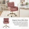 Drehstuhl aus Samt mit verstellbarer goldener Basis, 360° drehbar, ergonomisch gepolstert,Rosa Bild 5
