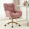 Drehstuhl aus Samt mit verstellbarer goldener Basis, 360° drehbar, ergonomisch gepolstert,Rosa Bild 2