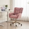 Drehstuhl aus Samt mit verstellbarer goldener Basis, 360° drehbar, ergonomisch gepolstert,Rosa Bild 3