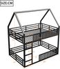 Merax Haus-Etagenbett Hochbett, Kinderbett 140x200cm Hausbett mit Zaun und LED-Licht, Schwarz Bild 4