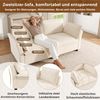 Merax 2-Sitzer Sofa, Zweisitzer Sofa, dicke weiche Polster, Wolkensofa-Gefühl, mit 2 Armlehnenkissen, Chenille Stoff, Beige Bild 5