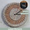 Wanduhr groß Holz [RATTAN] - 37cm ⌀, Massivholz, Geräuschlos | Wohnzimmeruhr Holzoptik Küchenuhr Dekouhr Bild 5
