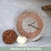 Wanduhr groß Holz [RATTAN] - 37cm ⌀, Massivholz, Geräuschlos | Wohnzimmeruhr Holzoptik Küchenuhr Dekouhr Bild 3
