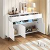 Merax Sideboard Hochglanz Buffetschrank mit LED-Beleuchtung (modernes Design für Wohnzimmer, 1 St, 140×30×94 cm), Anrichte Kommode mit 3 Schubladen & 5 Schränken & 5 Metallbeinen Bild 2