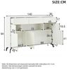 Merax Sideboard Hochglanz Buffetschrank mit LED-Beleuchtung (modernes Design für Wohnzimmer, 1 St, 140×30×94 cm), Anrichte Kommode mit 3 Schubladen & 5 Schränken & 5 Metallbeinen Bild 4