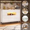Merax Sideboard Hochglanz Buffetschrank mit LED-Beleuchtung (modernes Design für Wohnzimmer, 1 St, 140×30×94 cm), Anrichte Kommode mit 3 Schubladen & 5 Schränken & 5 Metallbeinen Bild 3