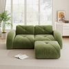 Sofa 2-Sitzer mit Hocker in Grün, Chenille-Bezug, modulares rahmenloses Design mit 32D-Schaumstoff,76 x 204 x 171 cm Bild 3