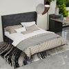 Flieks Polsterbett 160x200cm, Doppelbett mit weicher Kopfteil, Bettbeine aus Holz, Samt, Grau Bild 3