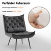 MCombo moderner Sessel Relaxsessel für Wohnzimmer, mit Taillenkissen, Retro Vintage Lesesessel Loungesessel Stuhl Polstersessel, Kunstleder,4778MB-1 (Dunkelgrau) Bild 2