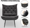 MCombo moderner Sessel Relaxsessel für Wohnzimmer, mit Taillenkissen, Retro Vintage Lesesessel Loungesessel Stuhl Polstersessel, Kunstleder,4778MB-1 (Dunkelgrau) Bild 3