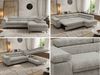 MKS Möbel 'Pablo L-Form' Ecksofa mit Schlaffunktion, verstellbare Kopfstützen, Hellgrau, Schenille grob, Visco Topper, Rechts Bild 2