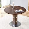 Runder Esstisch 100 x 100 x H 76 cm, Walnuss-Optik, MDF-Tischplatte mit Metallgestell, modern & pflegeleicht Bild 2