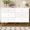 Merax Kommode, Sideboard mit 6-Schubladen-mit Zinklegierung-Griffen & Stahlbeinen, 120×40×78cm, Weiß Bild 2