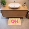 OnlyWow Badematte Text - Streifen - Rosa, Höhe 10 mm, Polyester, Rechteckig, Badezimmerteppich, Badteppich, Rutschfest, Badvorleger, Waschbar Bild 2