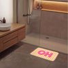 OnlyWow Badematte Text - Streifen - Rosa, Höhe 10 mm, Polyester, Rechteckig, Badezimmerteppich, Badteppich, Rutschfest, Badvorleger, Waschbar Bild 4