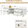 TV-Schrank, Lowboard, dreidimensionale Wellenstruktur, abgerundete Kanten, MDF-Korpus, Aluminiumgriffe, Eisenfüße, fester Einlegeboden, Kabeldurchlass, Wohnzimmer Bild 4