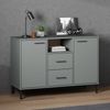 Sideboard, Kommode mit Metallbeinen Grau 113x40x77 cm Massivholz j2270p Bild 2