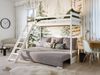Kids Collective Hochbett 90x200 cm mit Schlafsofa 140x200 cm Couch in Cord-Stoff, 3 Kissen (Stockbett mit Leiter und Schlafcouch 200x140) OEKO-TEX100 mit 3 Kissen Sofa Etagenbett weiß 200x90 grau hellgrau Bild 2