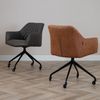 Bronx71 Esszimmerstuhl Leder Levi mit Rollen Cognac Bild 3