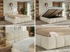 Doppelbett mit Gasdruckfeder, Polsterbett NIRA CLASSIC Holzlattenrost Bett mit Stauraum, gepolstertes Kopfteil Bettkasten Pocket Matratze - 140 x 200 cm - Creme Strukture - VIRE LUX Bild 2