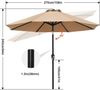 ABCCANOPY Sonnenschirm 270 cm wasserdicht UPF 50+ Stabil Hellgrau Bild 3