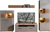 Wohnwand Wohnzimmer-Set 2 FUN PLUS II 4 tlg. Vitrine Standvitrine TV-Unterteil Wandboard grau Hirnholz LED-Beleuchtung Bild 3