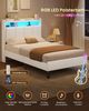 MSMASK Polsterbett mit integrierter LED-Beleuchtung und Ladestation, Stauraumbett (Ohne Matratze), Jugendbett Einzelbett mit Holzlattenrost, 90x200 cm Bild 4