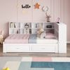 Merax Daybett, kinderbett 90/180*190cm, Mit Ausziehbarem Bett, Mit Staufach, multifunktionale Euro-Steckdose, Schubladen, Weiß Bild 3