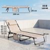 Outsunny Gartenliege mit Kopfkissen, Seitentasche, 5-Fach verstellbare Rückenlehne, Sonnenliege klappbar, 1 St, wetterfeste Liegestuhl, bis 130 kg belastbar, für Garten Strand Pool, Beige Bild 3