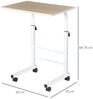 HOMCOM Beistelltisch höhenverstellbarer Couchtisch mit Rädern Feststellbremsen (C-Tische, 1-St, mobiler Endschreibtisch), Spanplatte Stahl Eisen Kunststoff, Weiße Ahornfarbe 60 x 40 x 68-78 Bild 3