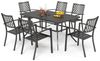 PHI VILLA Garten-Essgruppe, (Sparen für Terrasse Balkon, 4cm Schirmloch), 6 Stühle mit Tisch Rechteckig Garten Esstisch Bild 5
