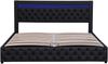 Polsterbett 140×200 cm mit Bettkasten, LED-Kopfteil & Lattenrost, Schwarz PU Bild 5