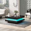 Couchtisch, quadratisch, mit App-LED-Licht & futuristischem Design, 70x70x36 cm, Schwarz Bild 3