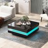 Couchtisch, quadratisch, mit App-LED-Licht & futuristischem Design, 70x70x36 cm, Schwarz Bild 4