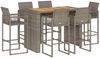 vidaXL 7-tlg. Gartenbar-Set ohne Kissen Grau Poly Rattan Akazie 3328894 Bild 2