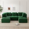 Ecksofa aus Cord, modular & tiefe Sitzfläche, 297 x 177 x 69 cm, grün Bild 2