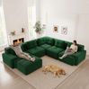 Ecksofa aus Cord, modular & tiefe Sitzfläche, 297 x 177 x 69 cm, grün Bild 4