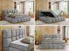 Boxspringbett mit dekorativem Kopfteil, Doppelbett mit zwei 7 Härtezonen Multipocket-Matratzen, Bettkästen, Polsterbett - NIRA - 140 x 200 cm - Hellgrau Velours - H3 Bild 2
