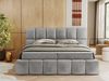 Boxspringbett mit dekorativem Kopfteil, Doppelbett mit zwei 7 Härtezonen Multipocket-Matratzen, Bettkästen, Polsterbett - NIRA - 140 x 200 cm - Hellgrau Velours - H3 Bild 4