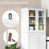 Küchenschrank aus Holz mit 2 Türen gehärtetem Glas & Regalen Hochschrank Weiß Bild 5