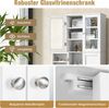 Küchenschrank aus Holz mit 2 Türen gehärtetem Glas & Regalen Hochschrank Weiß Bild 4