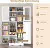Küchenschrank aus Holz mit 2 Türen gehärtetem Glas & Regalen Hochschrank Weiß Bild 3