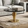 Couchtisch Gold 60cm mit schwarzer Marmor Tischplatte - Wohnzimmertisch rund - Sofatisch Alu modern - Beistelltisch Aluminium - Design Tisch Wohnzimmer Metallgestell Handmade Bild 2