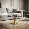 Couchtisch Gold 60cm mit schwarzer Marmor Tischplatte - Wohnzimmertisch rund - Sofatisch Alu modern - Beistelltisch Aluminium - Design Tisch Wohnzimmer Metallgestell Handmade Bild 3
