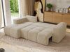 Ecksofa mit Schlaffunktion und Bettkasten, L-form Couch, lose Kissen, Polstersofa - MONIVA - Creme Plüsch - linke Seite Bild 3