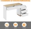 Merax Schminktisch(Ohne Spiegel), Schreibtisch mit 5 Schubladen, Frisiertisch, Funktion von Aufbewahrung, für Schlafzimmer, weiß+oak Bild 5