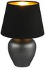 Kleine LED Tischleuchte mit Keramikfuß & Stoffschirm Schwarz Gold, Höhe 26cm Bild 2