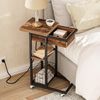 Beistelltisch Ladestation C-Form Sofatisch Räder Ablagefläche Wohnzimmer Bild 5
