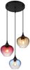 LED Pendelleuchte, Metall, Glas Amber Rot Blau, H 150 cm Bild 2
