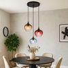 LED Pendelleuchte, Metall, Glas Amber Rot Blau, H 150 cm Bild 5